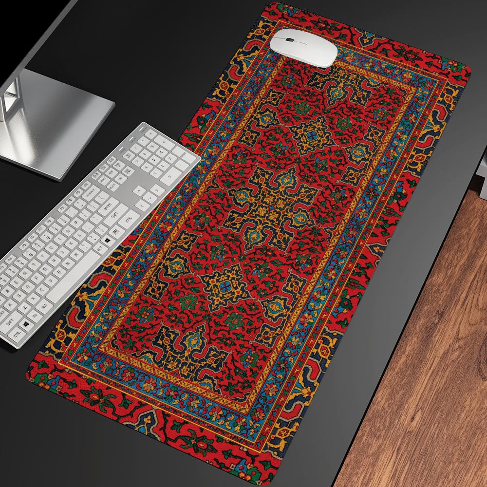 Desk Setup Red - سجادة فأرة حمراء بتصميم السجادة الفارسية،