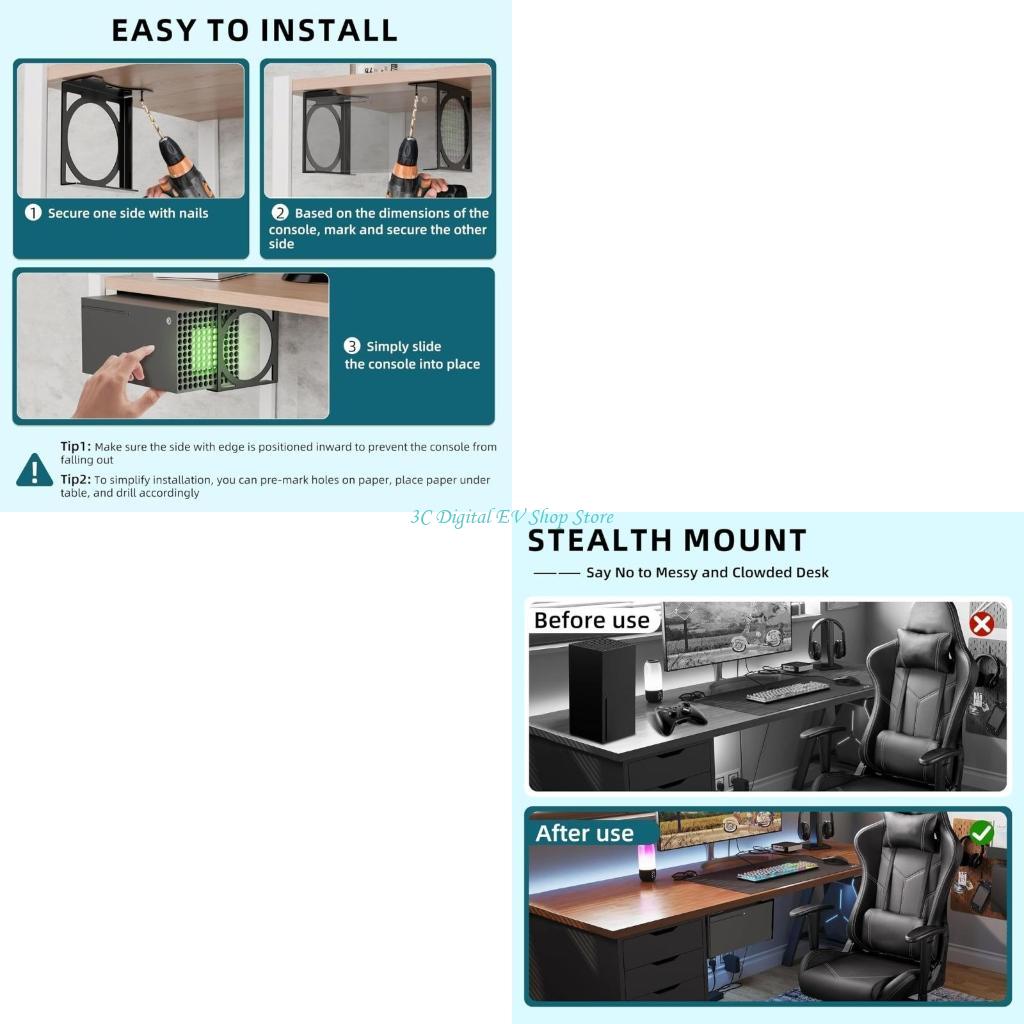Gaming Desk Setup Xbox - حامل دعم E74D فعال تحت المكتب،