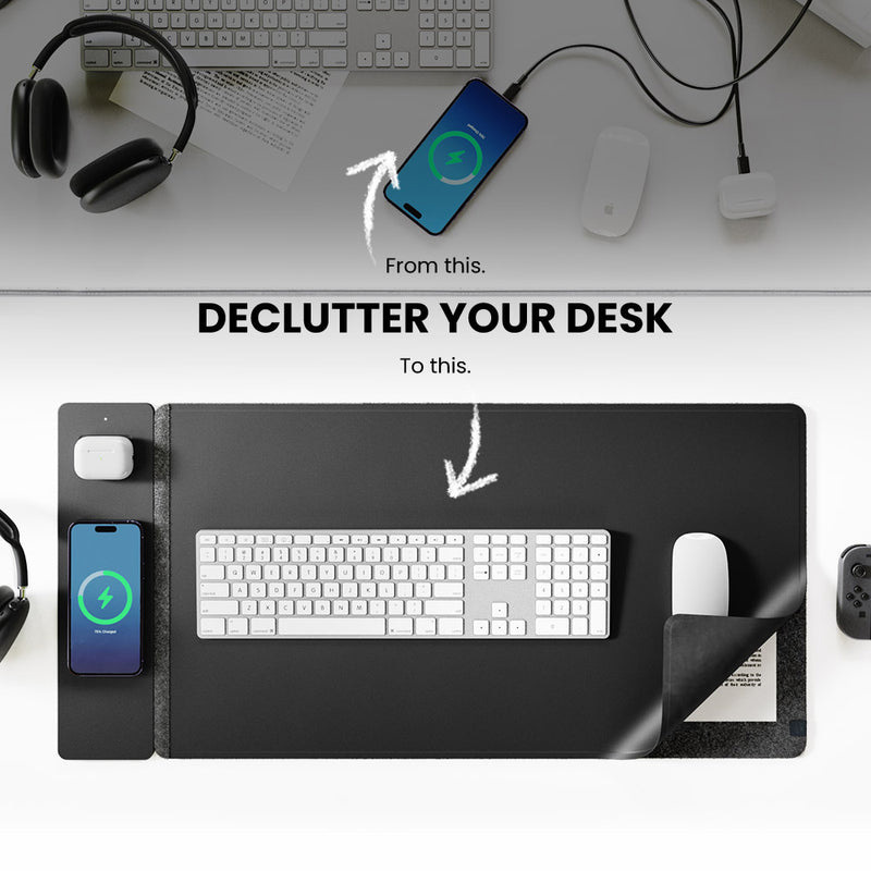 Desk Pad Leather Large - لوحة ماوس لاسلكية مغناطيسية للشحن بقوة