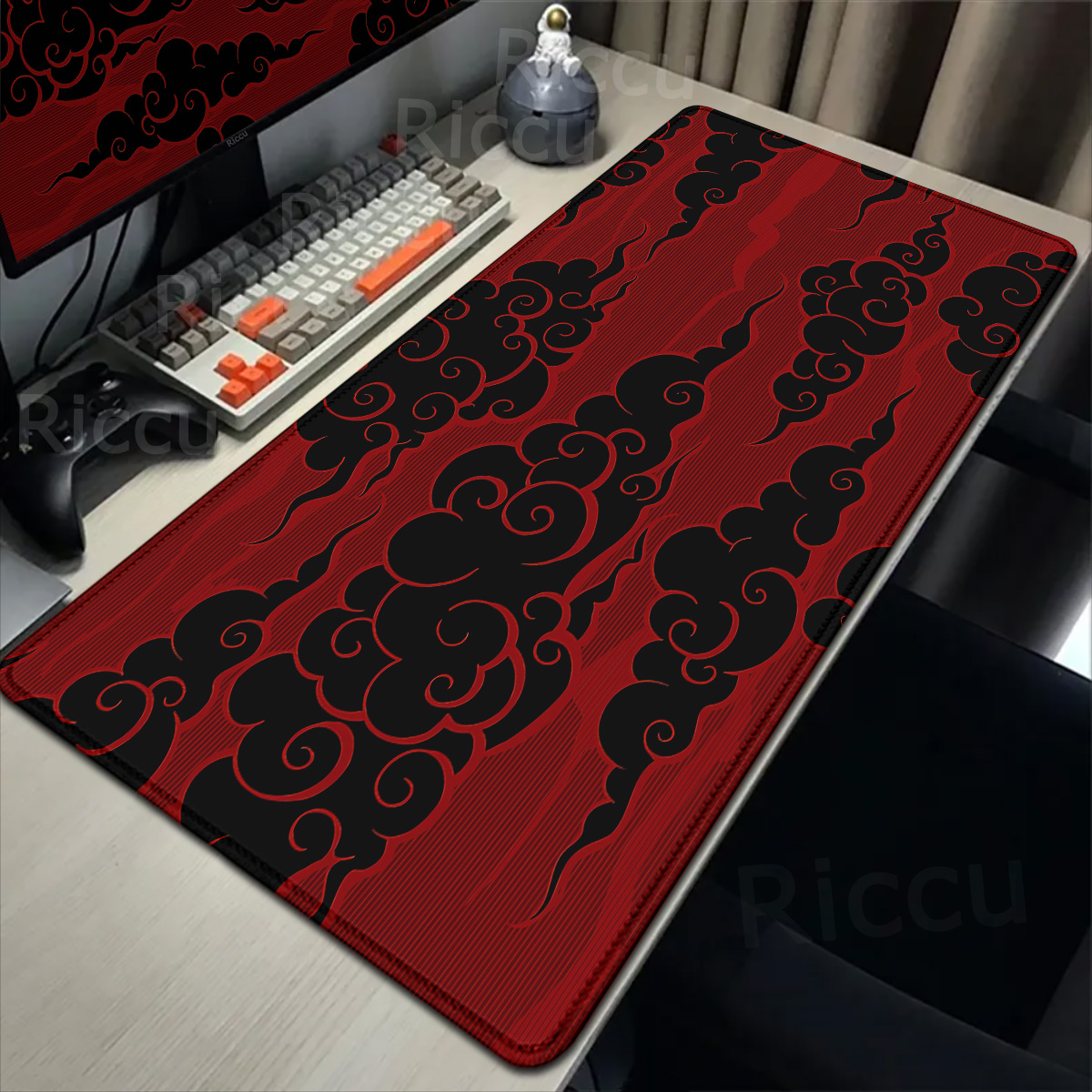 Desk Setup Red - لوحة ماوس كبيرة للألعاب على شكل