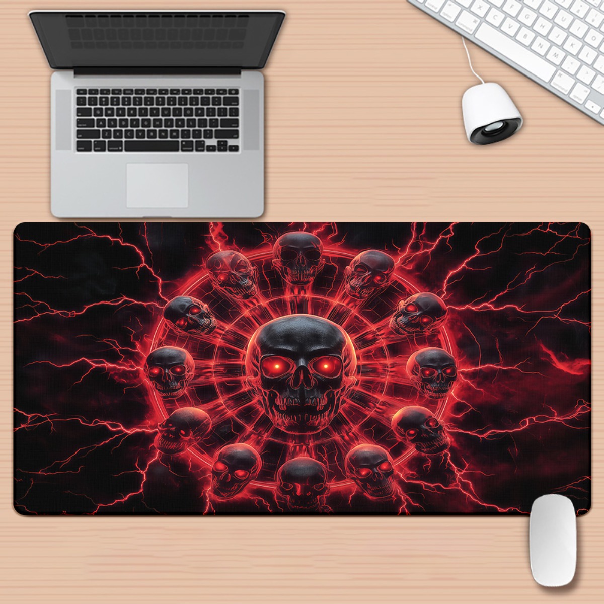 سجادة مكتب للألعاب بتصميم جمجم - مراجعة Desk Setup Red وسعره