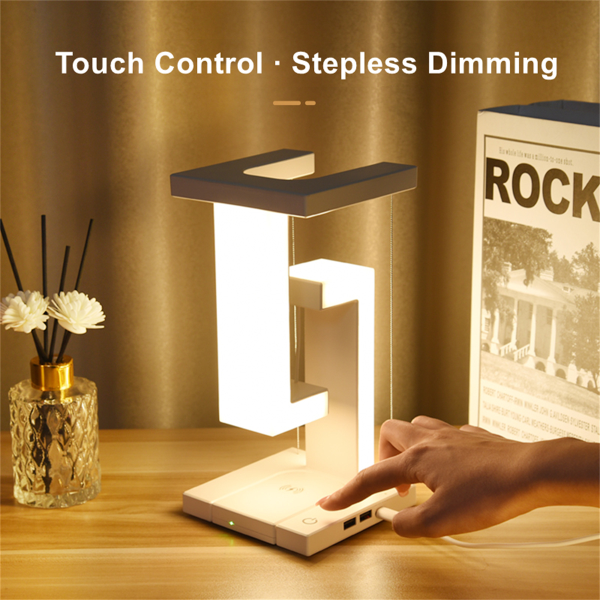 مصباح مكتب عائم مع شاحن لاسلكي - مراجعة Led Desk Light Usb وسعره