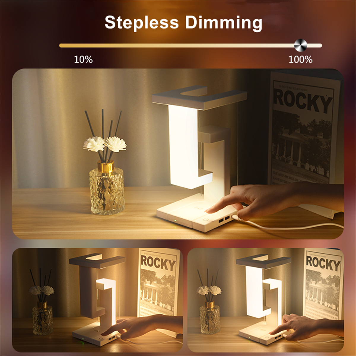 مصباح مكتب عائم مع شاحن لاسلكي - مراجعة Led Desk Light Usb وسعره